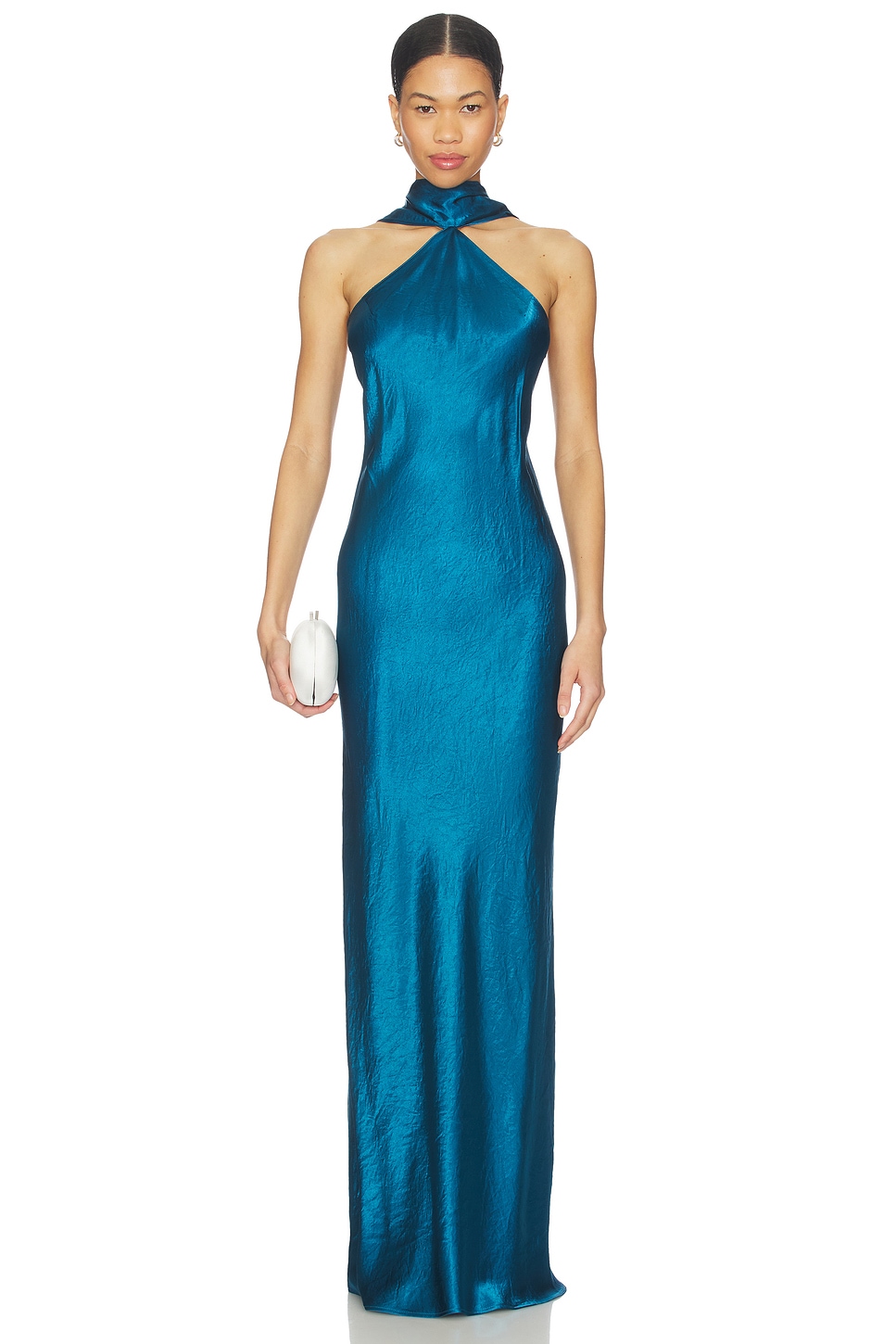 fitted lace wedding dress Ashton Maxi in Navy Satin | Silk Formal Maxi Dress