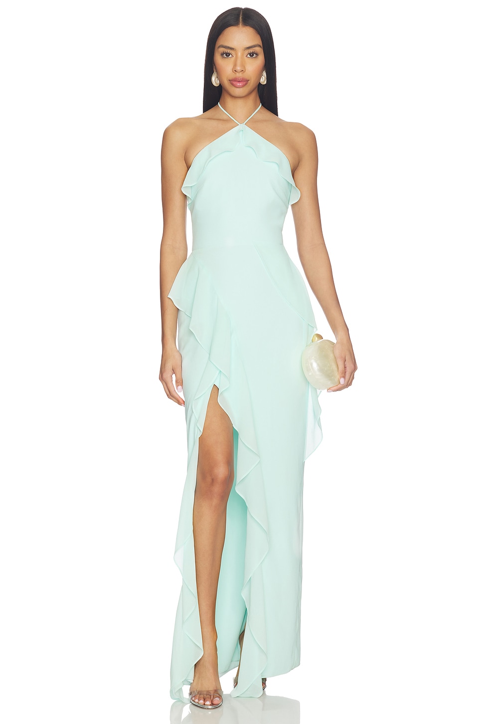 celadon green dress Square Neck White Graduation Dress XS / Brick Red / 93% Polyester 7% Spandex main image 1
