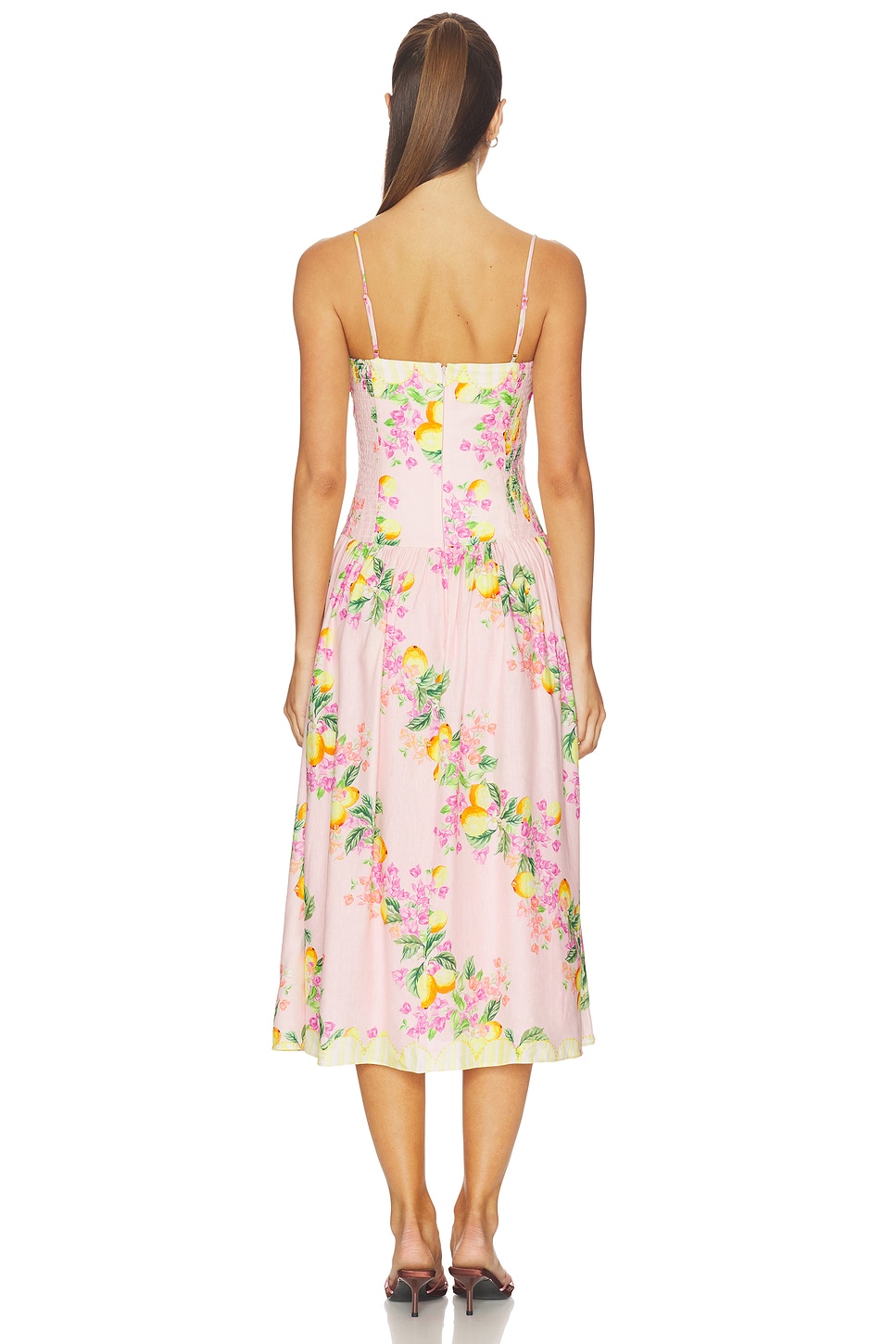 a-line midi dress in limoncello Amanda Uprichard Delora Print Laser cut embroidery with speakeasy dress KissProm Luxurious Lace Beading Style:2023SP441 WTC