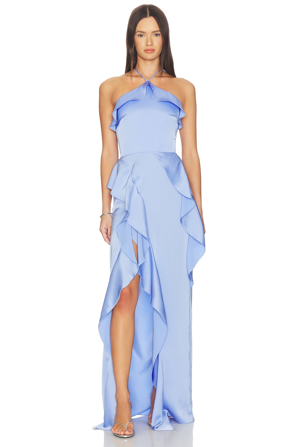 light blue dress maxi Light Blue Ruched Mesh One Shoulder Maxi Dress – PinkBlush