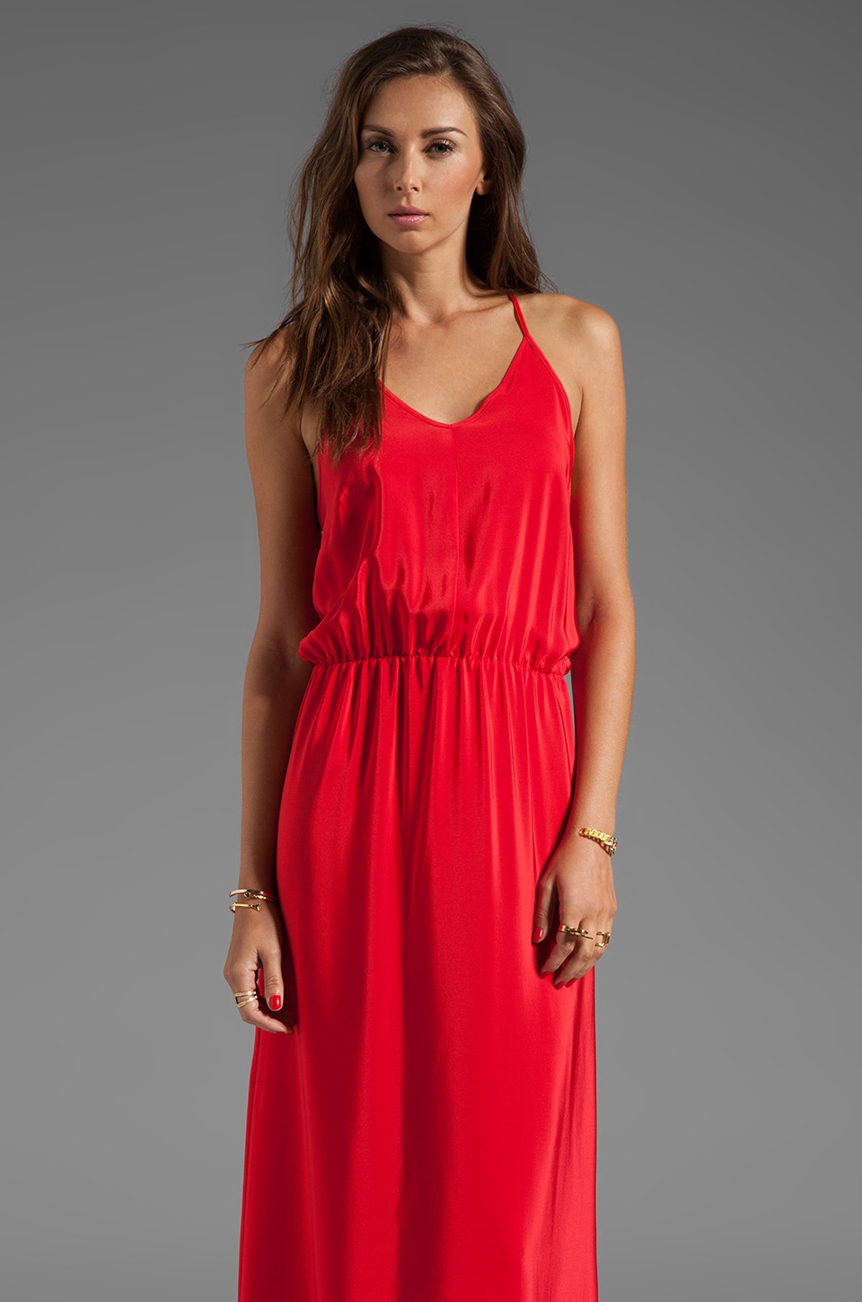 Amanda Uprichard Y-Back Maxi Dress in Red | REVOLVE