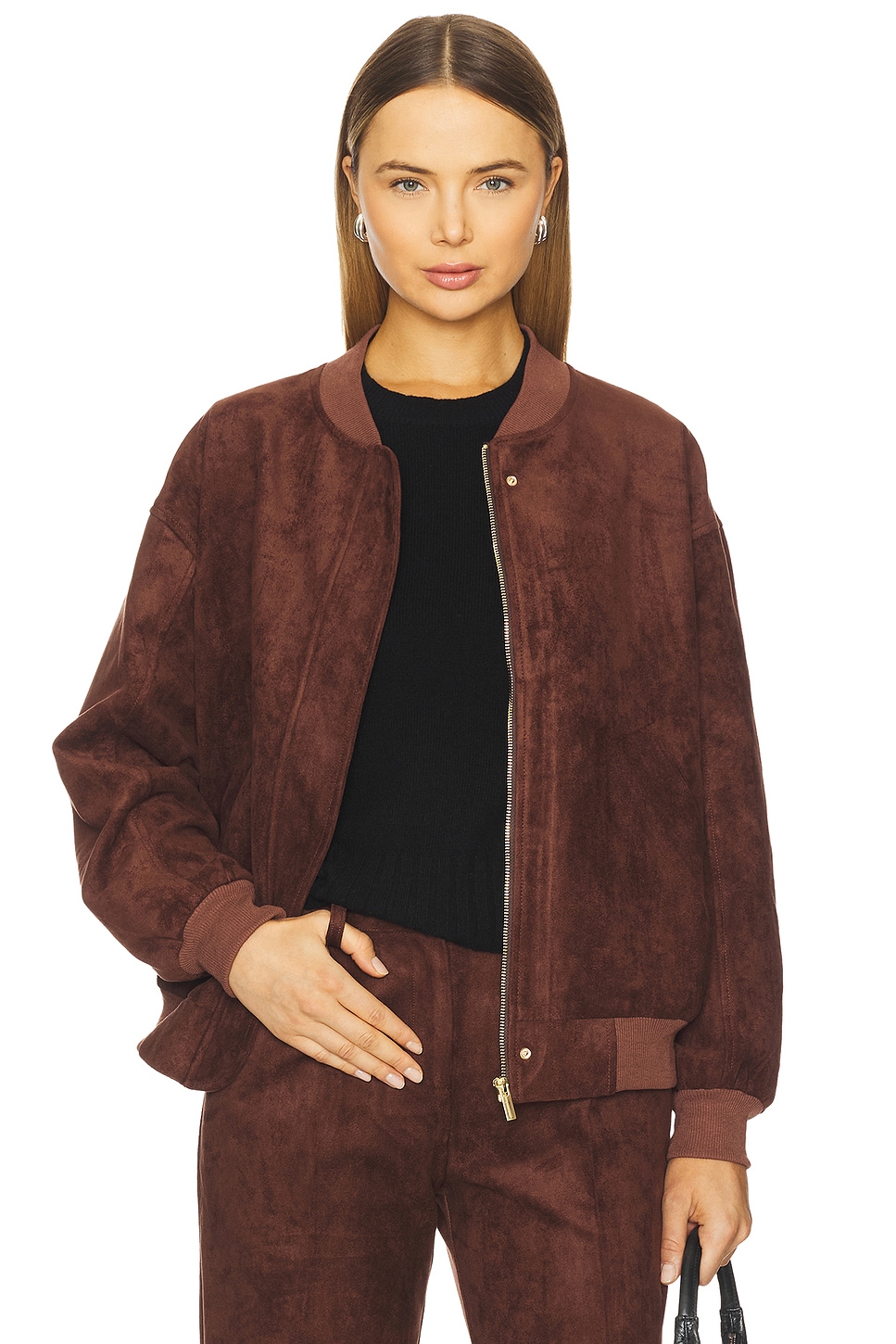 x REVOLVE Vero Suede Bomber Jacket