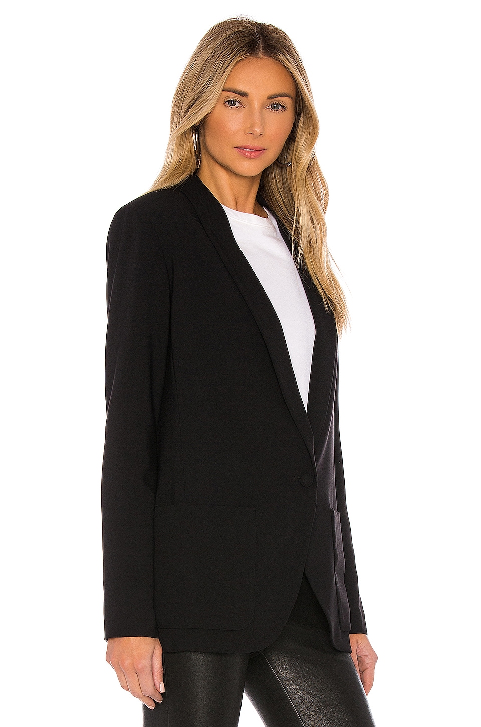 Amanda Uprichard Shawl Collar Blazer in Black | REVOLVE