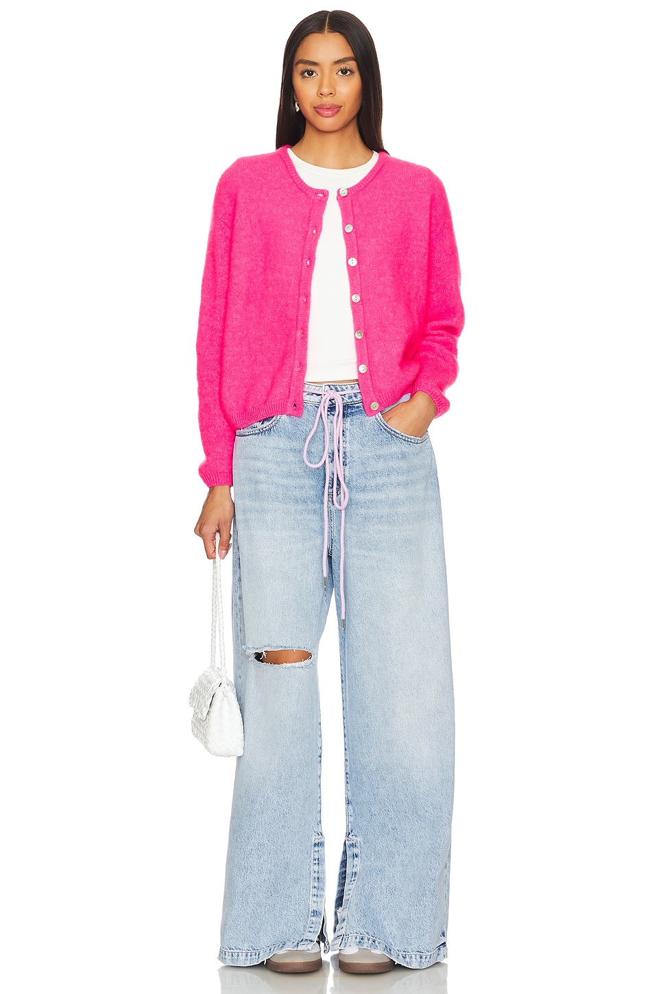 AROVESCIO 売れ筋商品|||アロヴェッシオ カーディガン アウター レディース Cardigans Pink Recycled Cotton Chunky Cardigan for Women Made in Italy – Eolas
