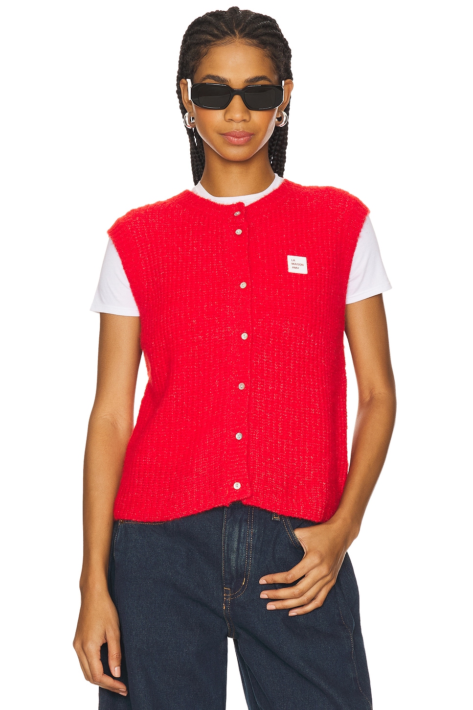 ameri アメリ　COMPACT KNIT VEST WITH SHIRT AMERI COMPACT KNIT VEST WITH SHIRT（Sweater vest - Black