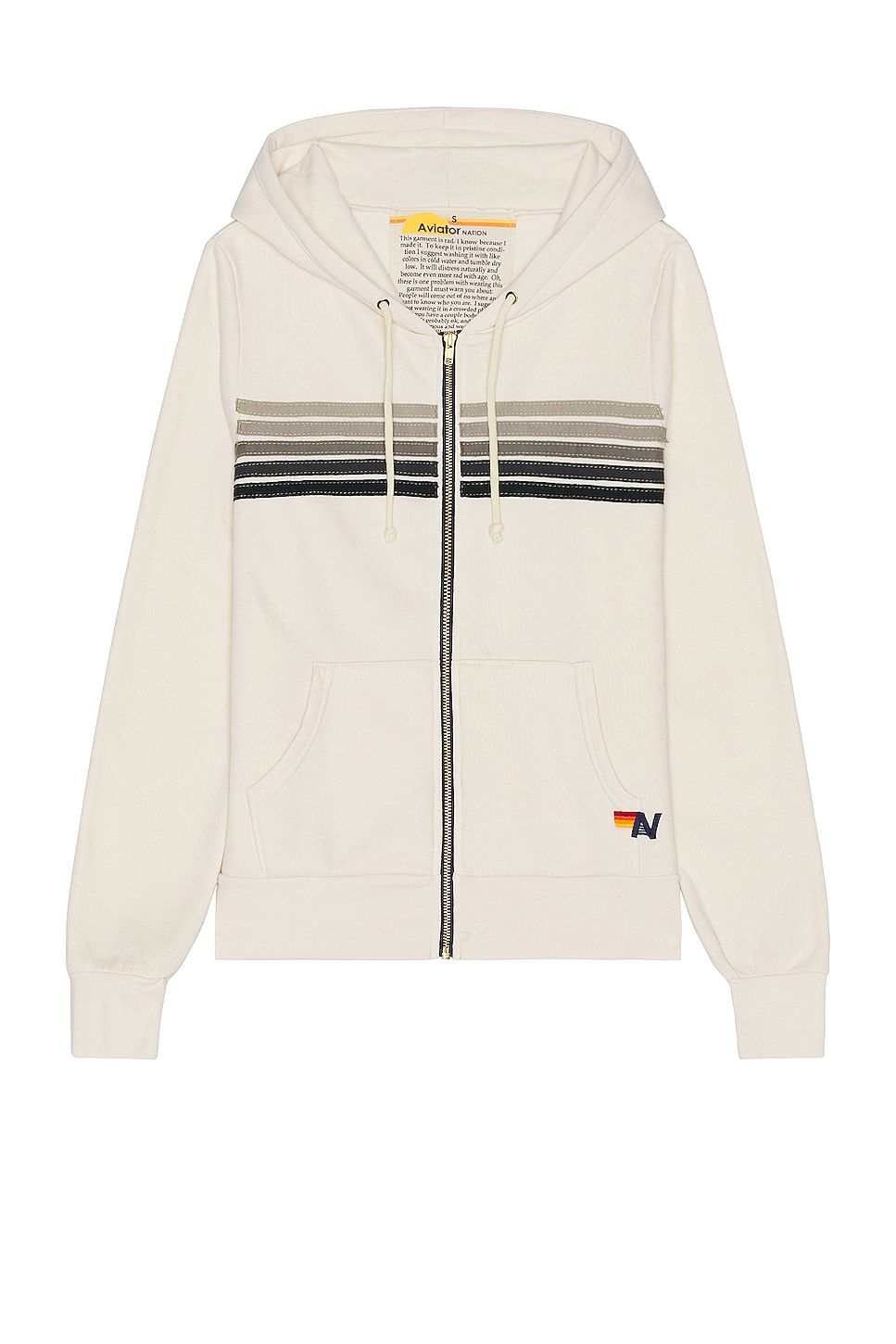 5 Stripe Classic Zip Hoodie - Heather Grey // Aviator Nation main image 0