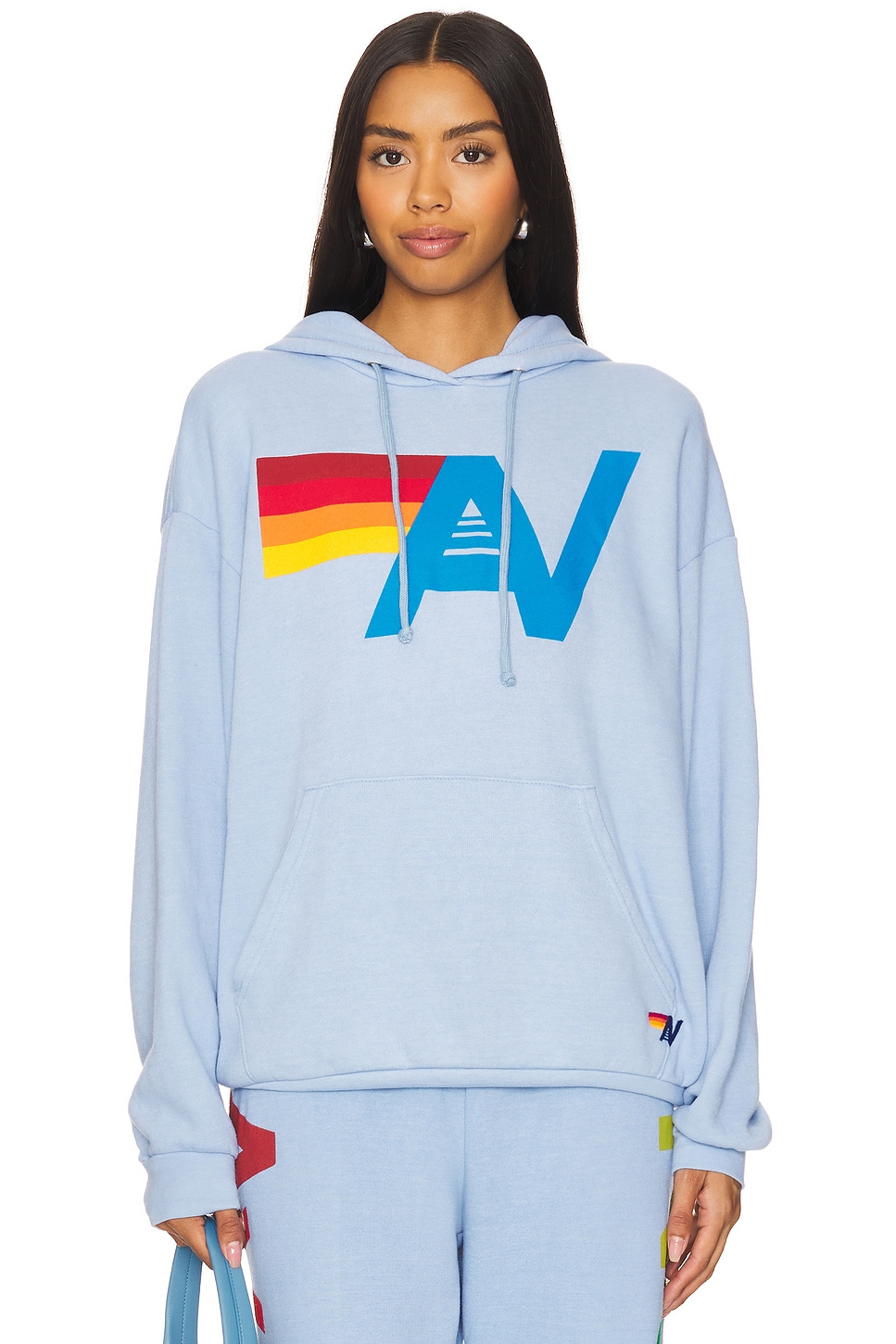 Aviator Nation Logo Stitch Pullover Hoodie in Ice REVOLVE