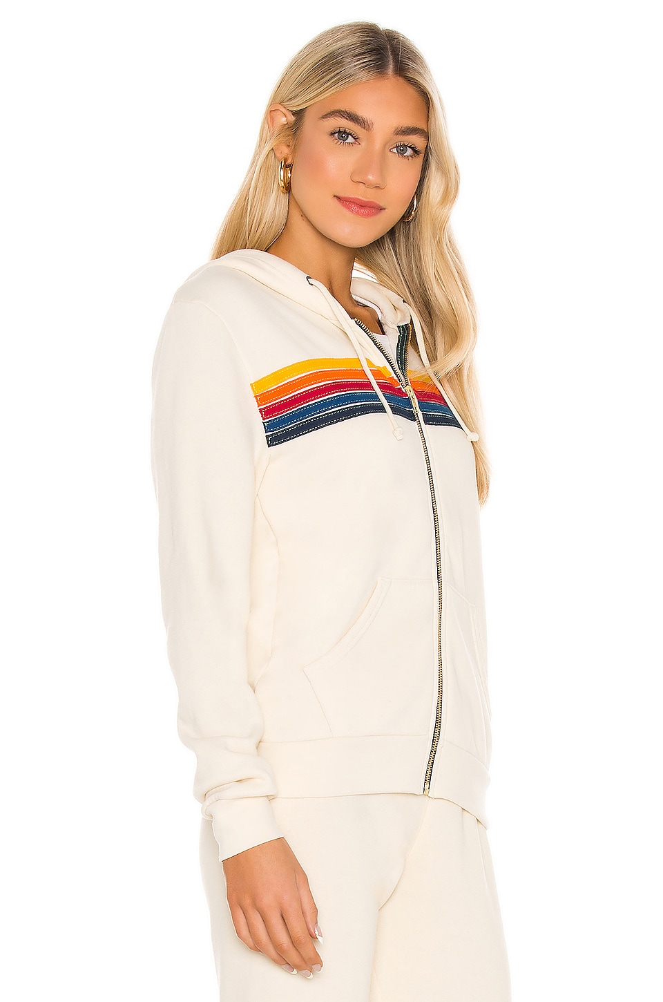 Aviator Nation 5 Stripe Hoodie in Vintage White