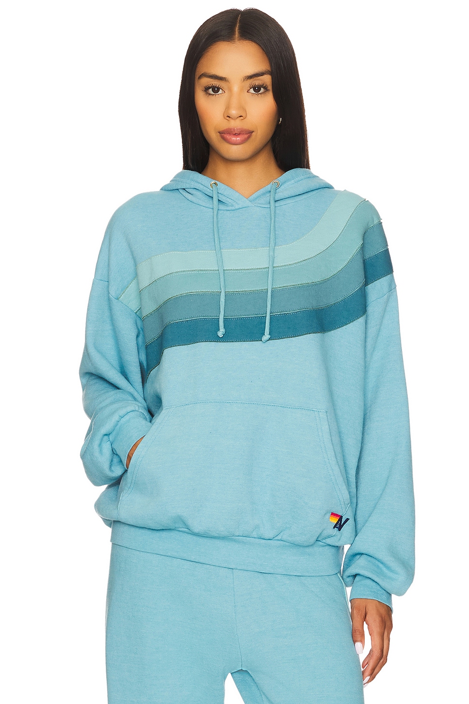 Aviator Nation Wave Stripe 4 Relaxed Pullover Hoodie