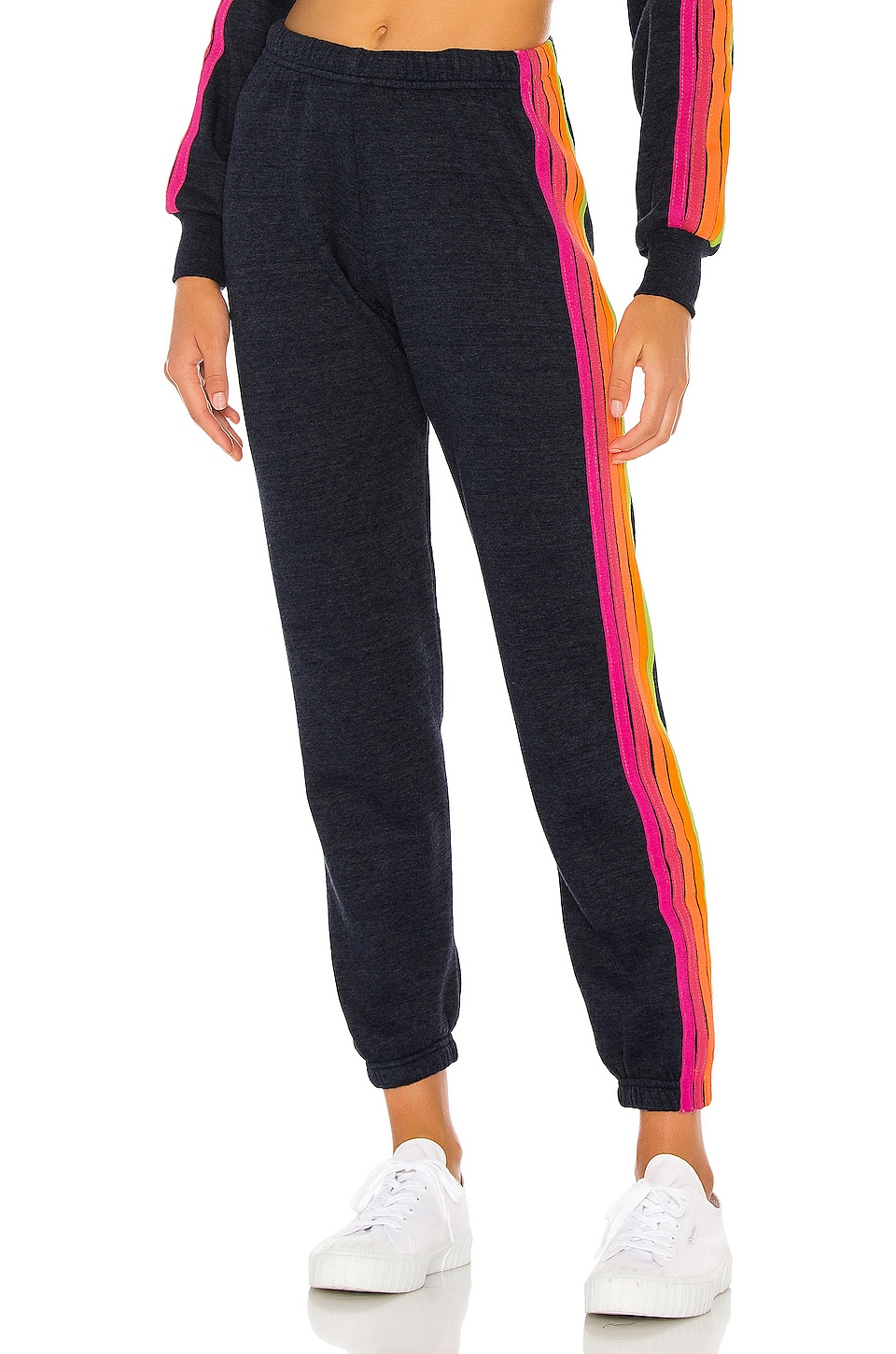 5 Stripe Sweatpants ~ Sky/Neon Rainbow – Chic Streets
