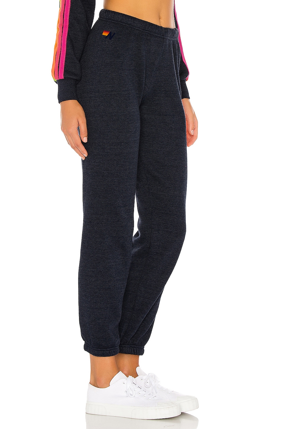 Aviator Nation 5 Stripe Sweatpants in Heather Navy Neon