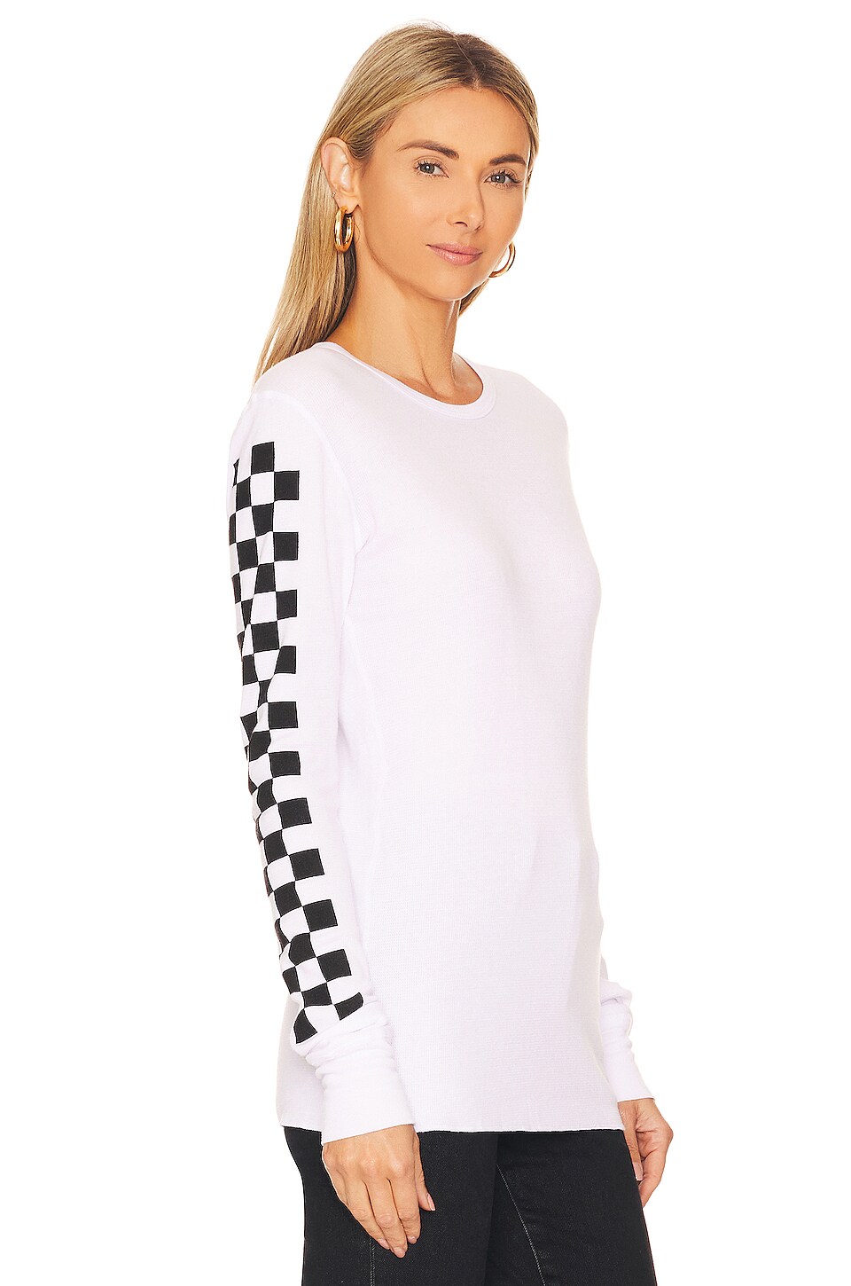 Aviator Nation Check Sleeve Thermal in White