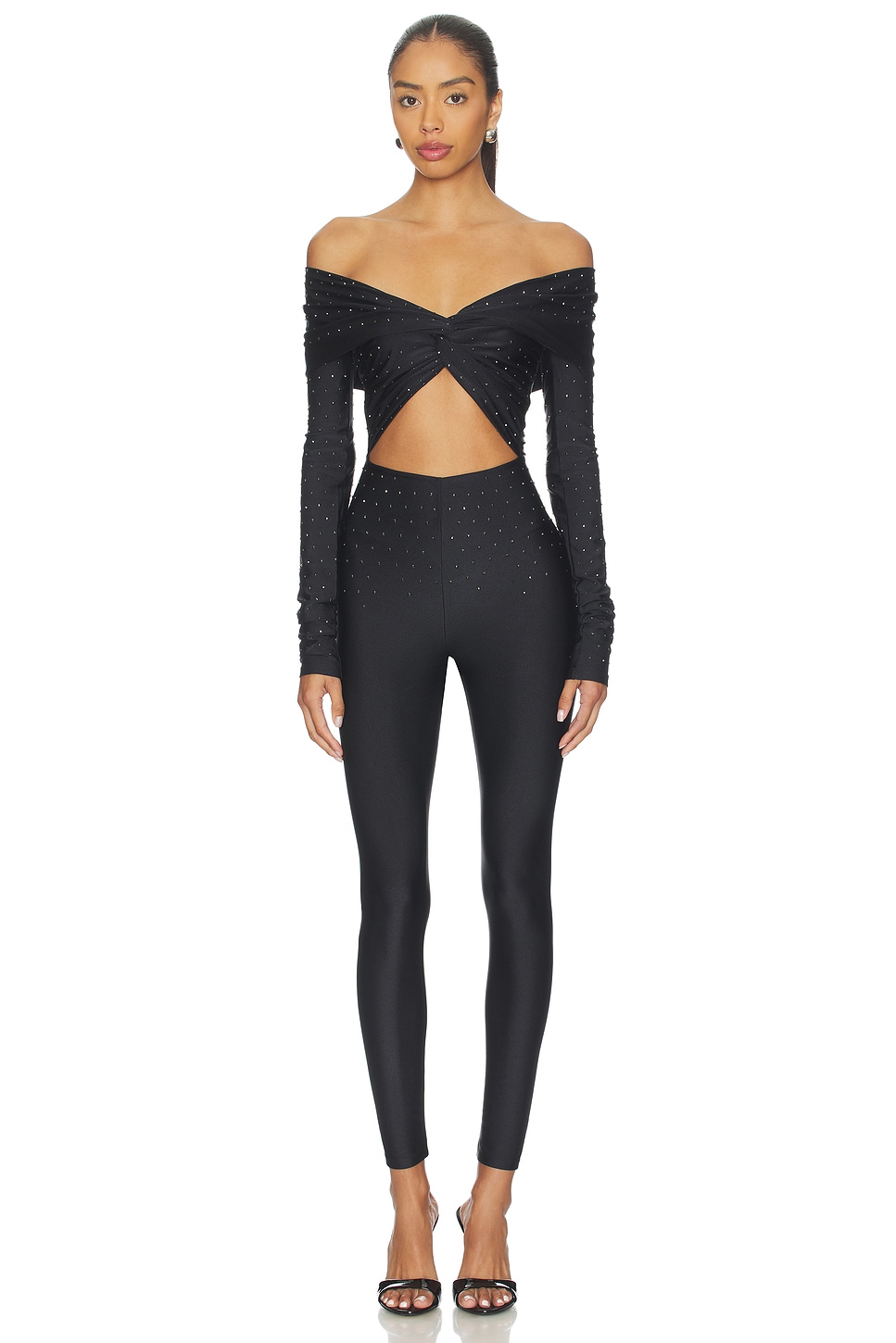 Kendall Crystal Off Shoulder Jumpsuit - thumbnail 2