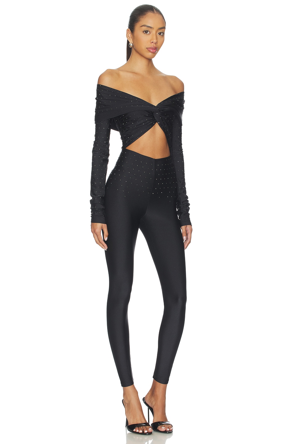 Kendall Crystal Off Shoulder Jumpsuit - thumbnail 3