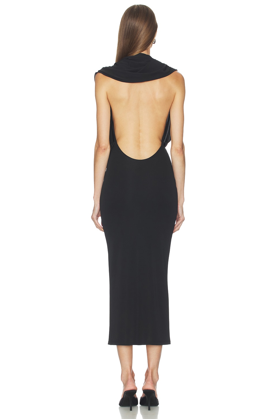 hooded backless dress The Andamane Annie in Black Size:US16 WK48Promo-AU High neck long sleeve