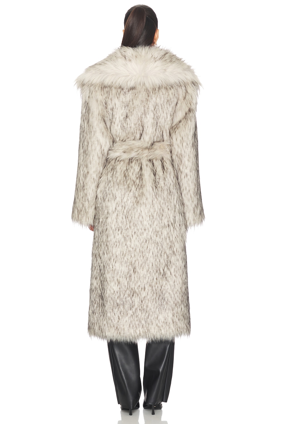 The Andamane Winter Maxi Faux Fur Coat in Greige | REVOLVE