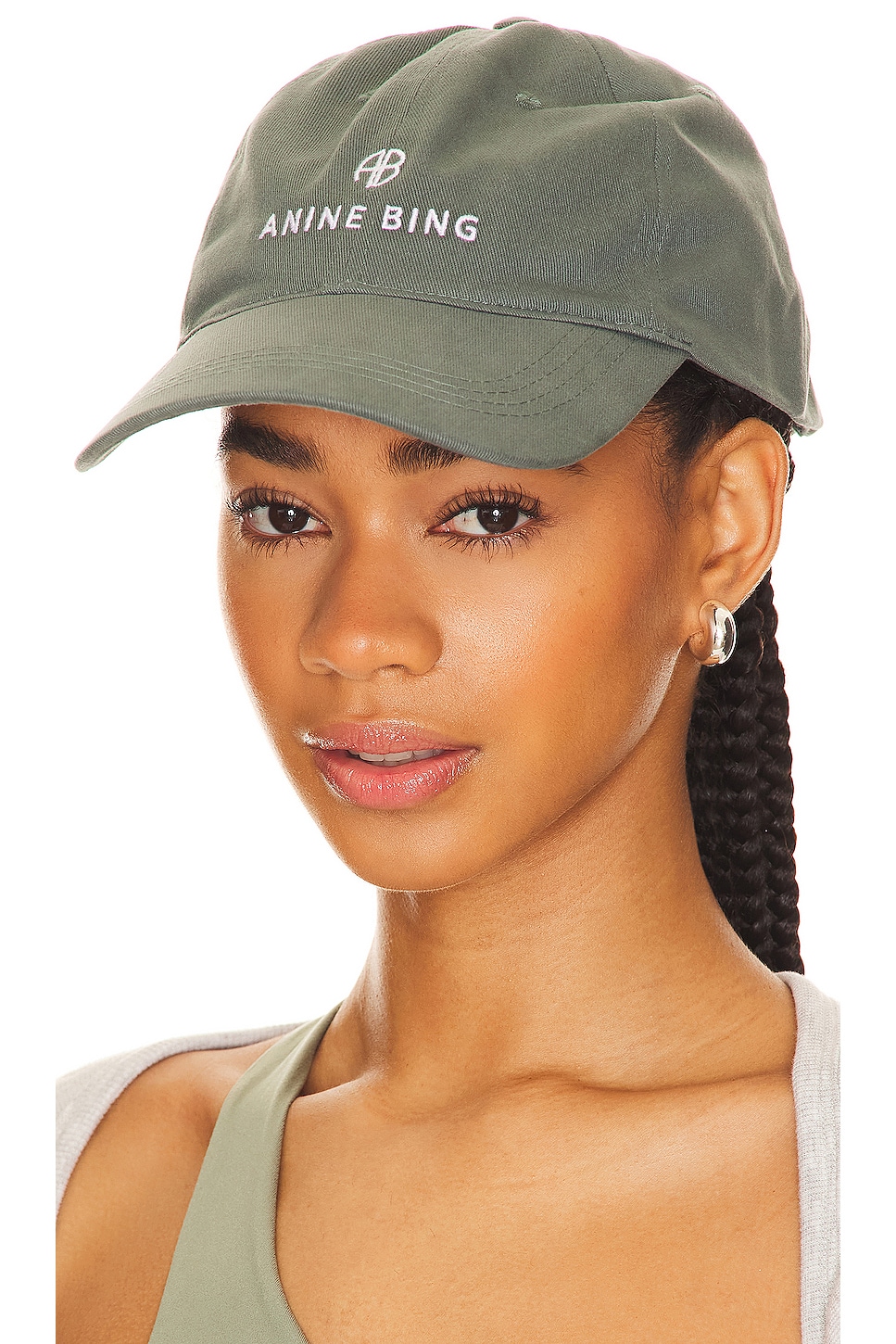 ANINE BING logo-embroidered cotton baseball cap, Green
