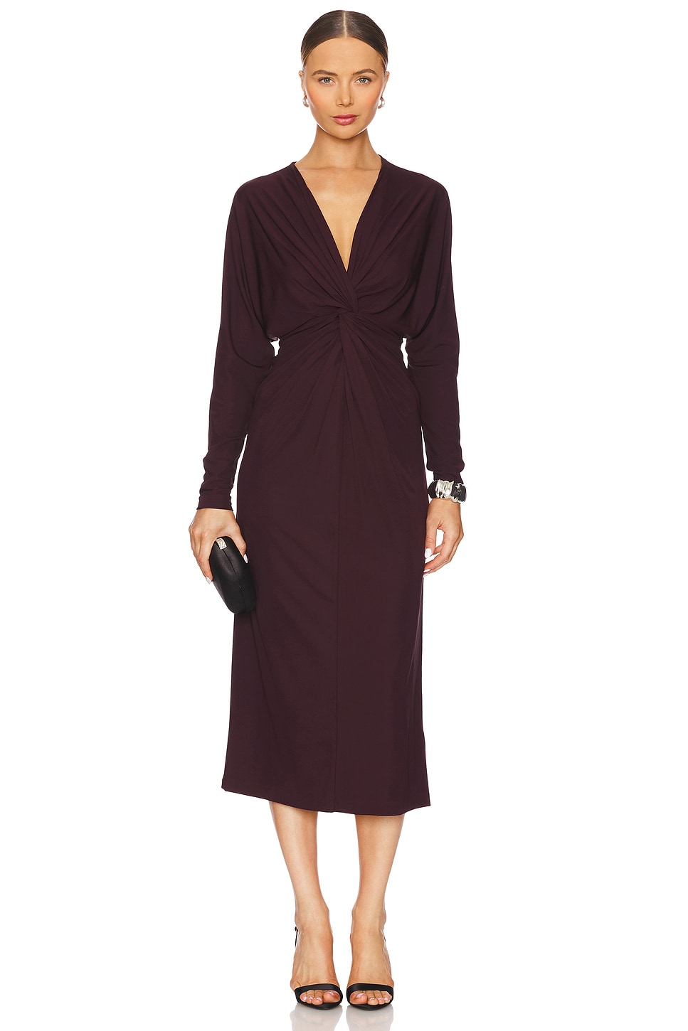 ワンピースその他 ANINE BING Mathilde dress with burgundy draping ANINE BING Mathilde Dress in Bordeaux | REVOLVE