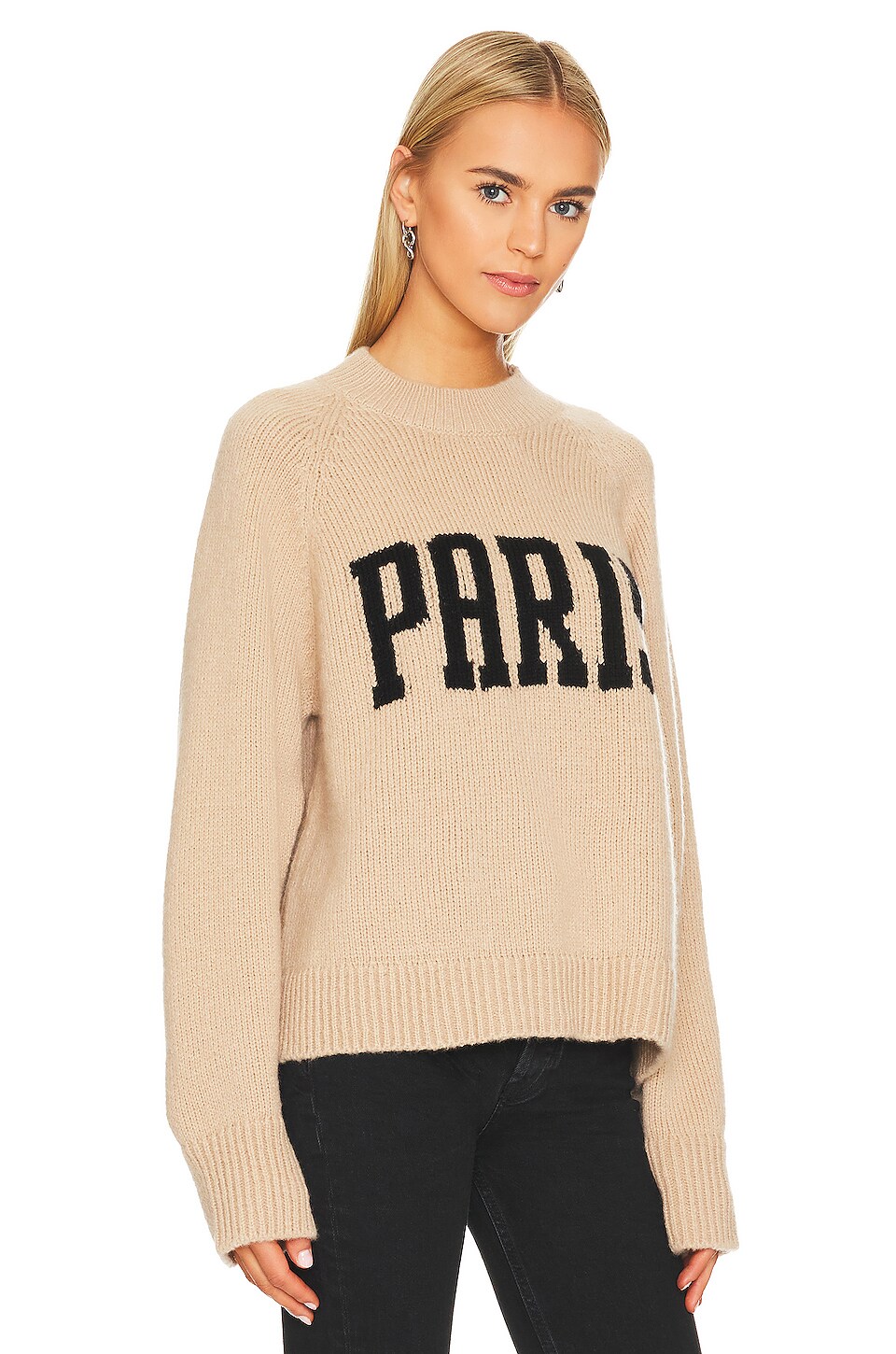 ANINE BING Kendrick University Paris Sweater in Light Camel