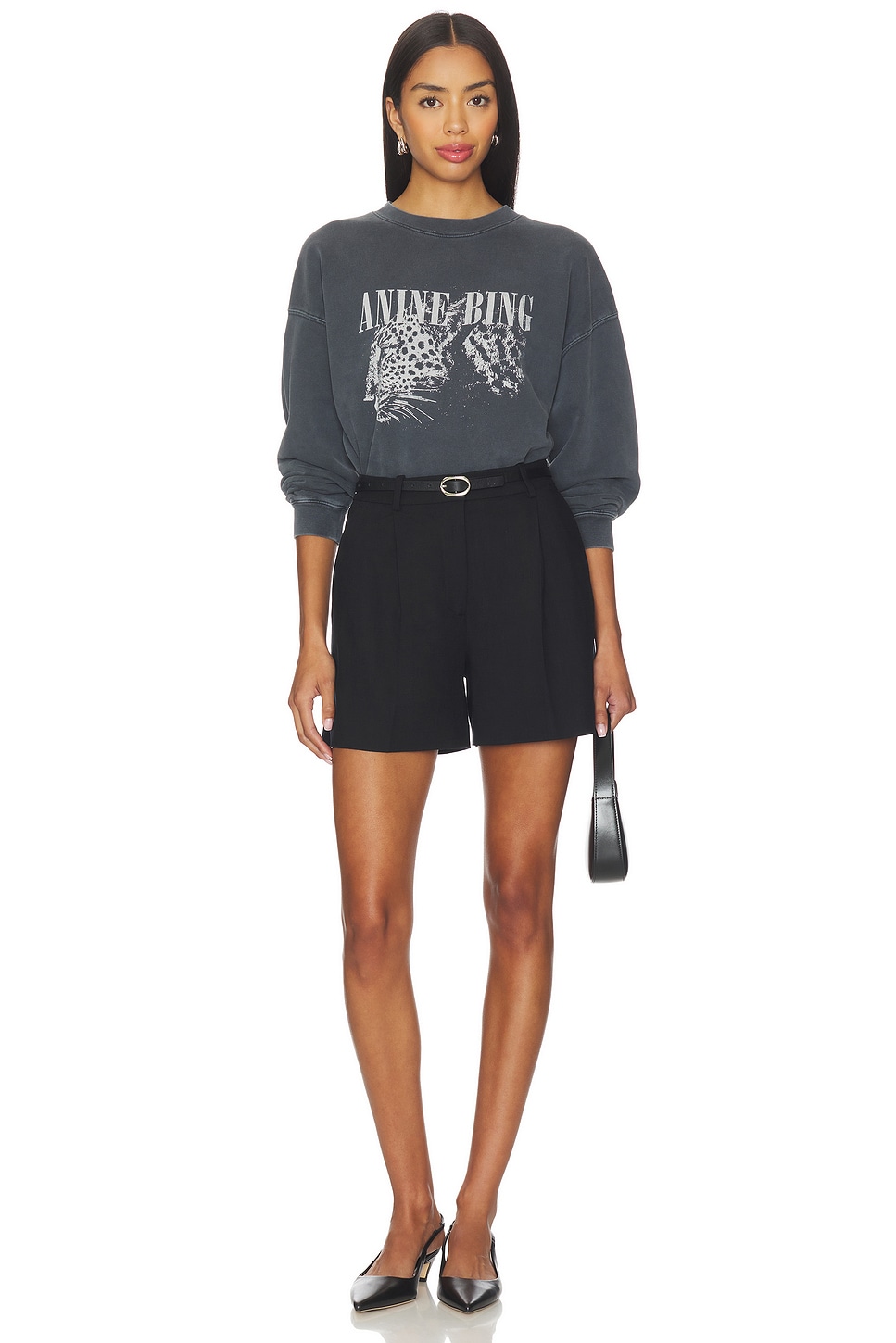 アニービン SPENCER SWEATSHIRT SPOTTED スウェット Washed Black Spencer Sweatshirt Spotted Leopard | Anine Bing