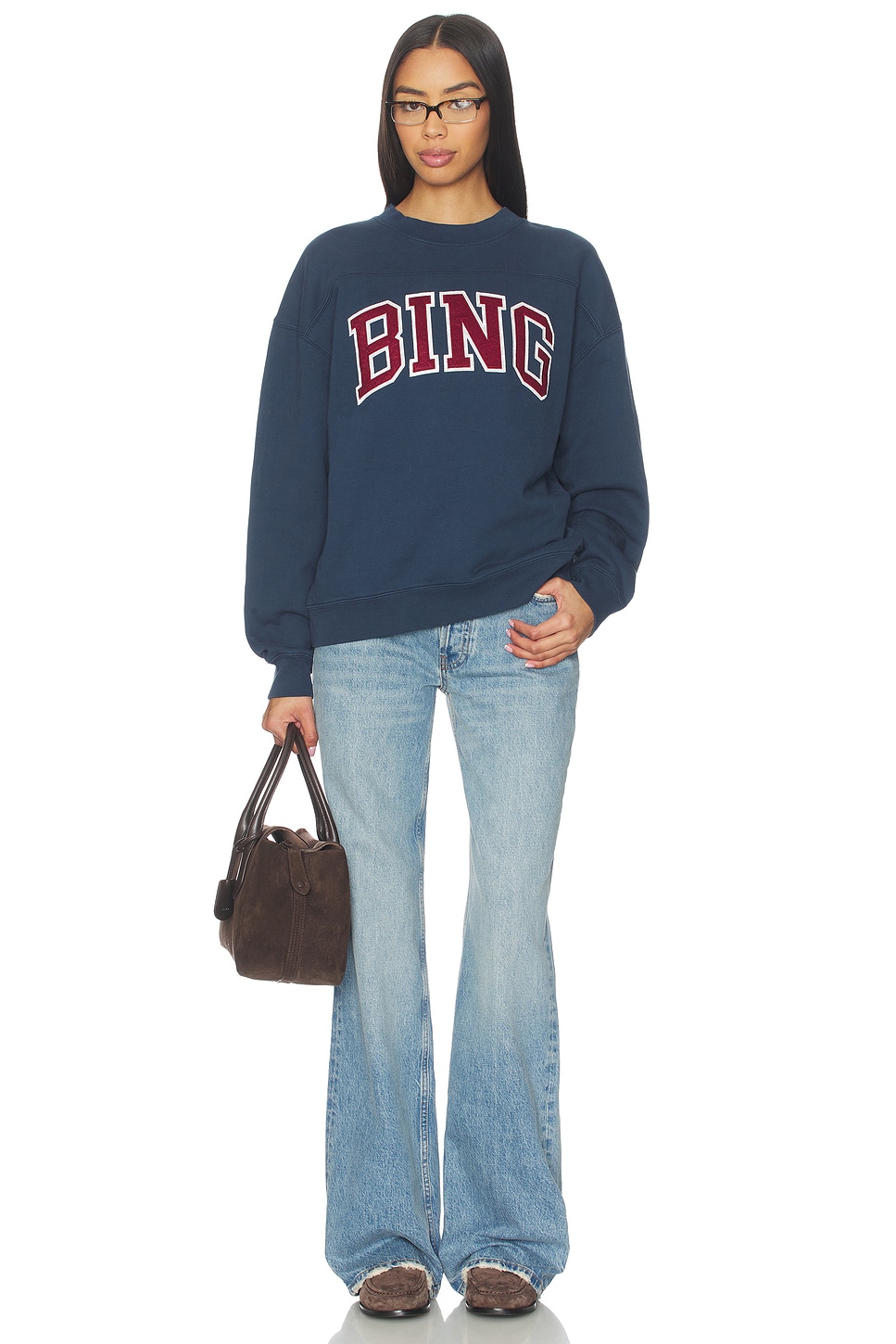 アニンビン ANINE BING 長袖 トレーナー スウェット XS 紺系 綿 ANINE BING Trenton Sweatshirt Bing - Washed Navy