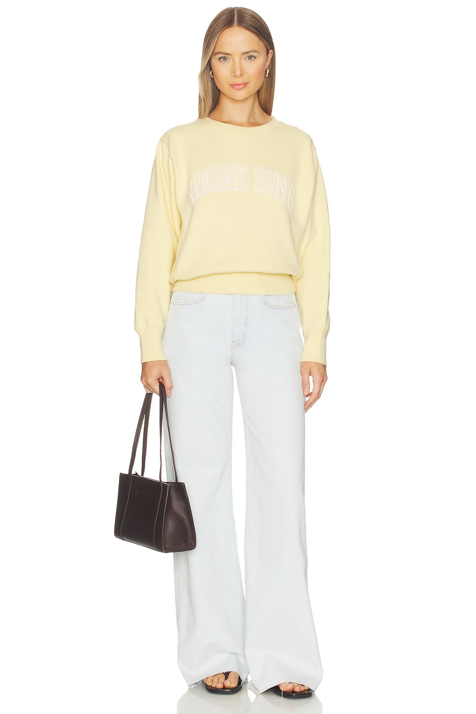 ANINE BING HARRY SHRUNKEN スウェットシャツ - Butter Yellow | REVOLVE