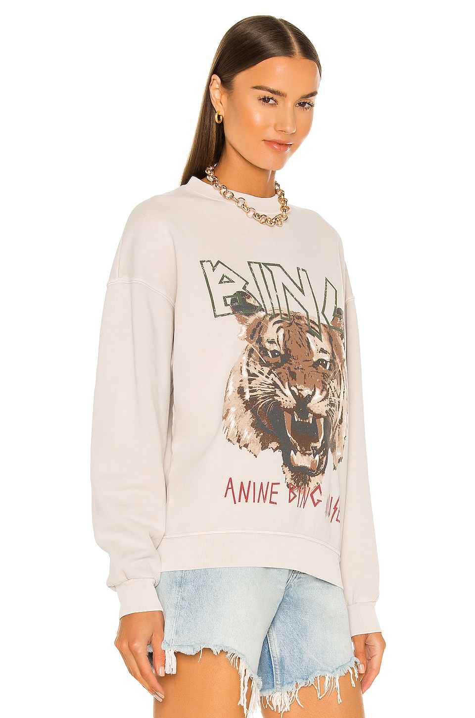 ANINE BING Tiger Sweatshirt in Grey | REVOLVE