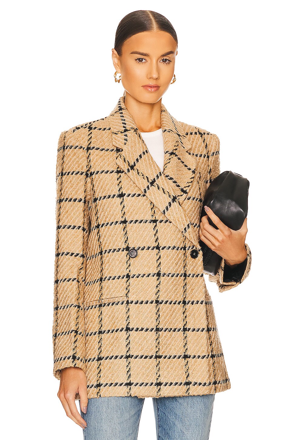 ANINE BING Kaia Blazer in Camel Check
