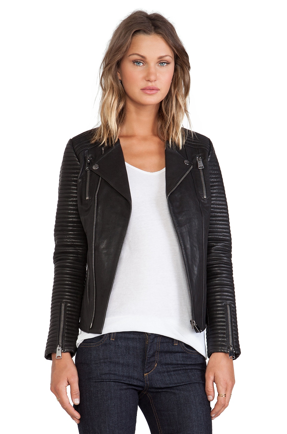 ANINE BING Classic Leather Jacket in Black | REVOLVE