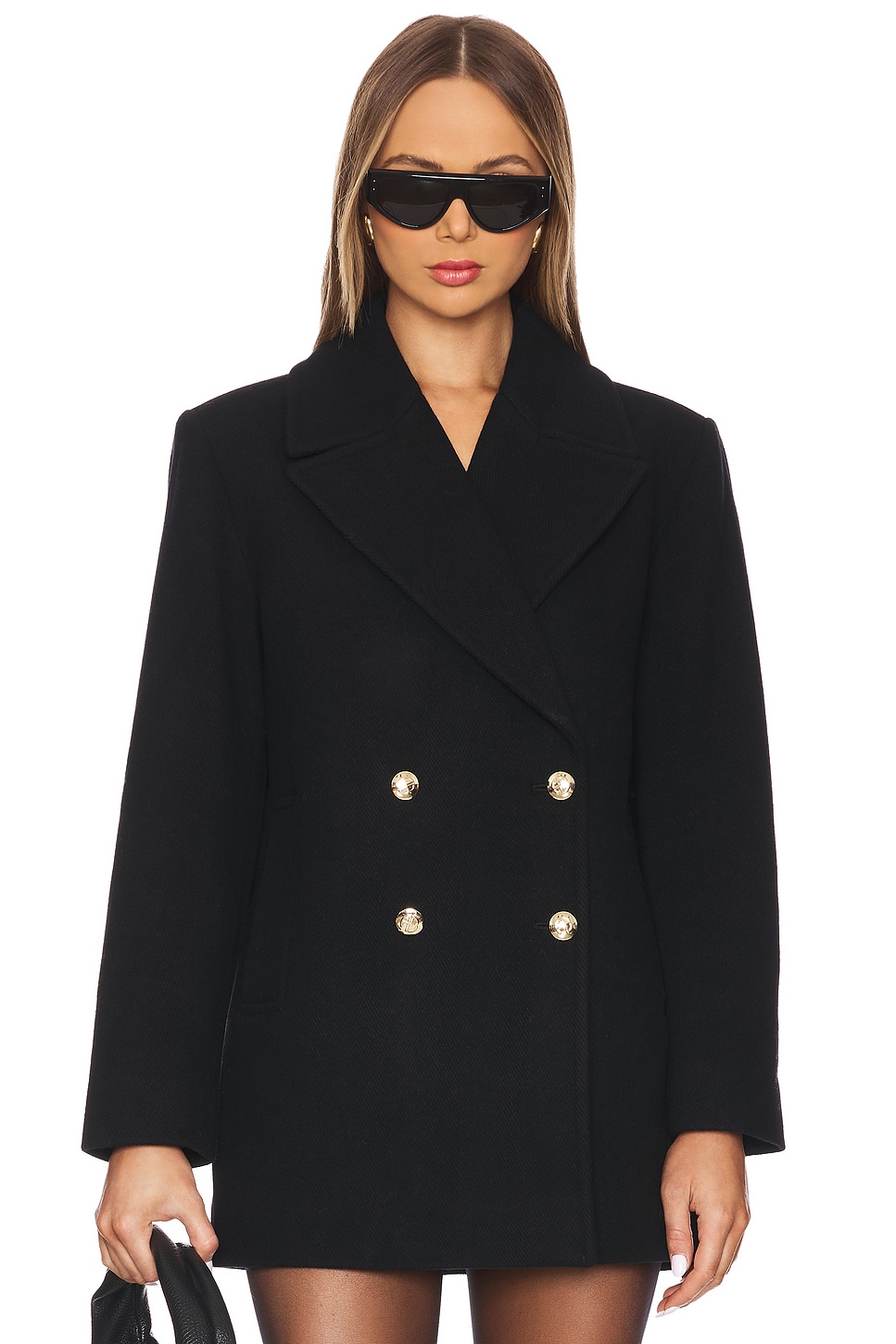 ジャケット ANINE BING Black Glenn double-breasted coat ANINE BING Glenn Peacoat in Black | REVOLVE