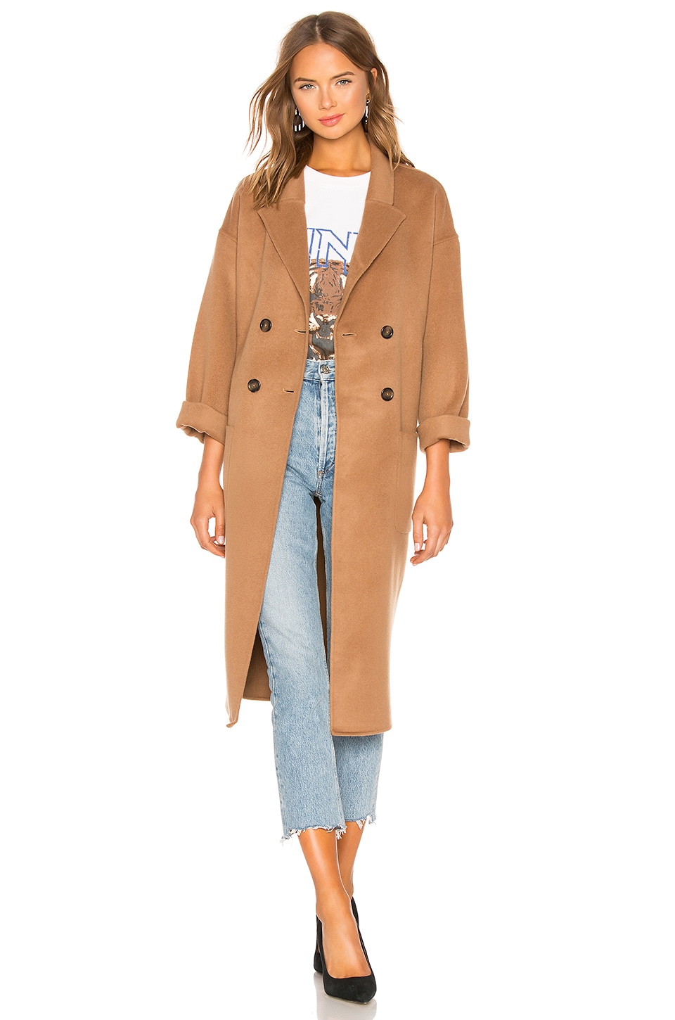 ANINE BING Dylan Coat in Camel REVOLVE