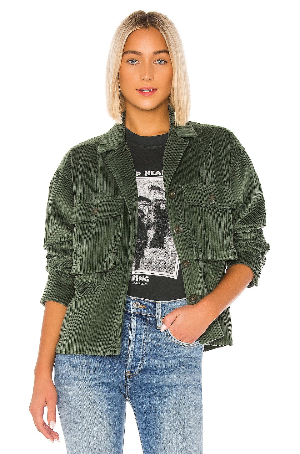 ANINE BING Corduroy Jacket in Green | REVOLVE