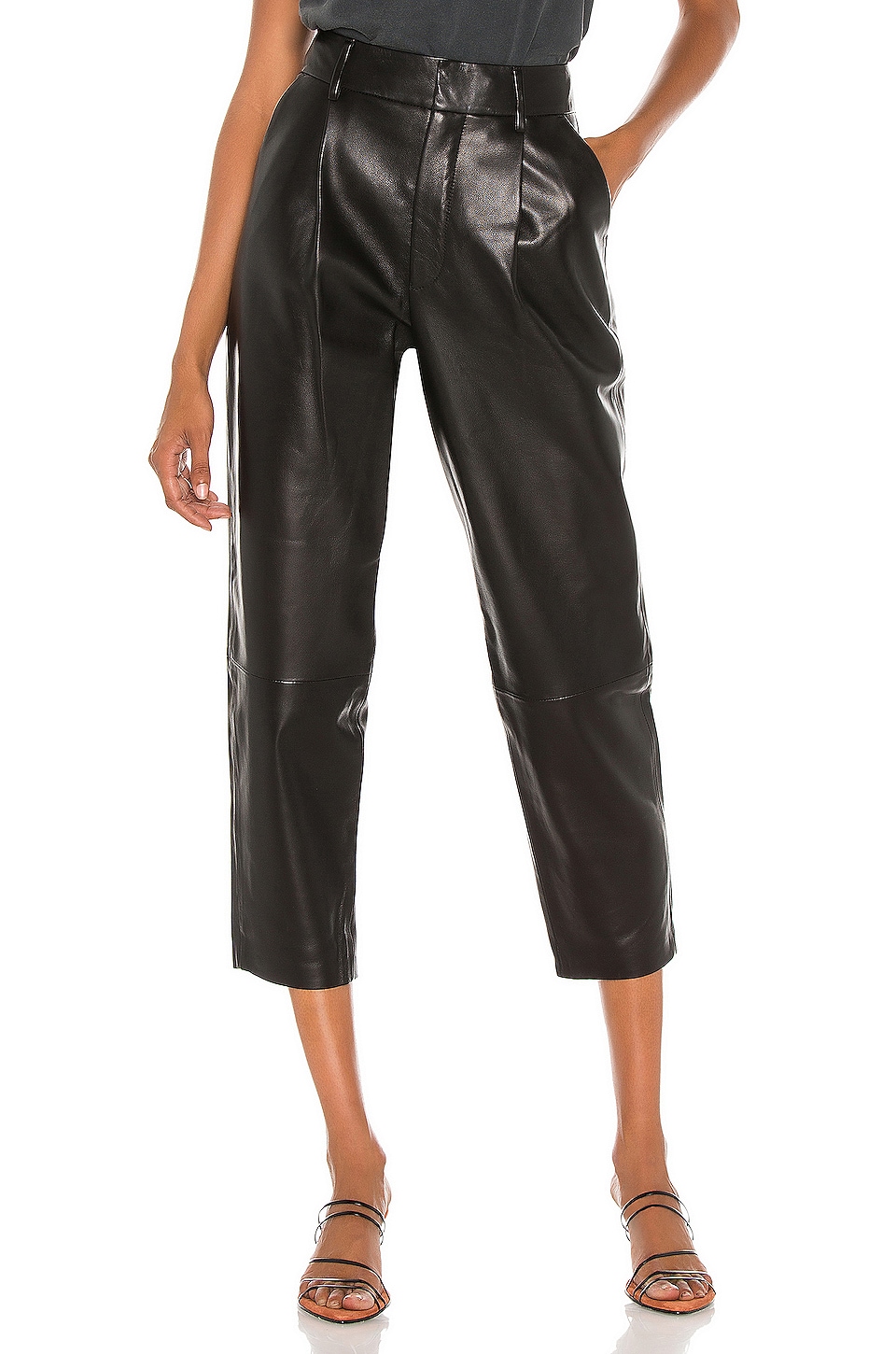 ANINE BING Becky Leather Trouser in Black | REVOLVE