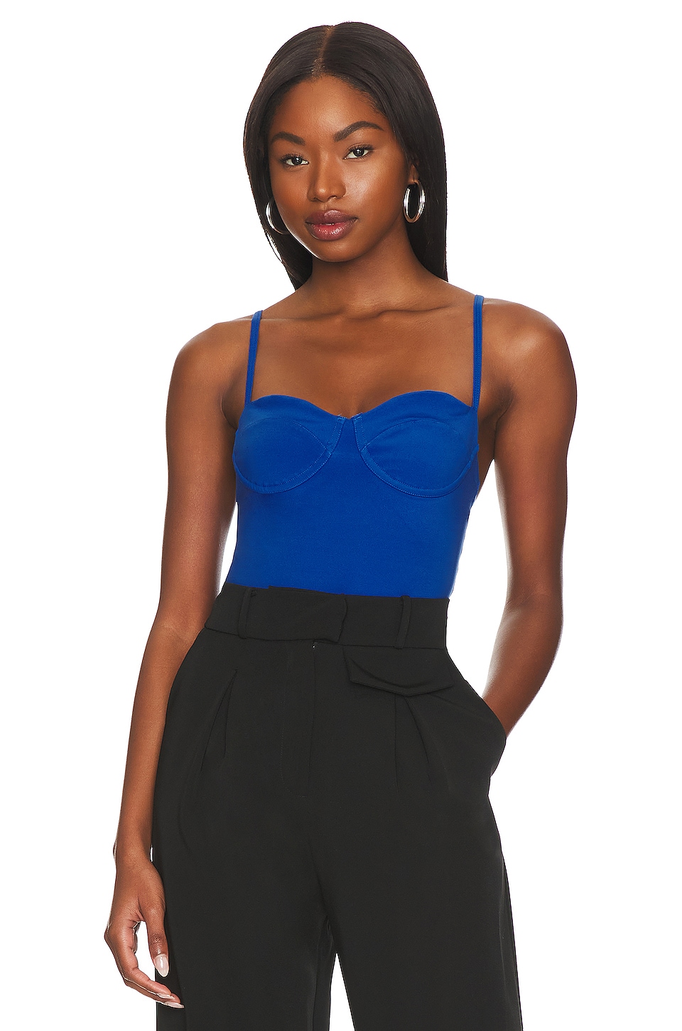 ANINE BING Via Bodysuit in Electric Blue REVOLVE