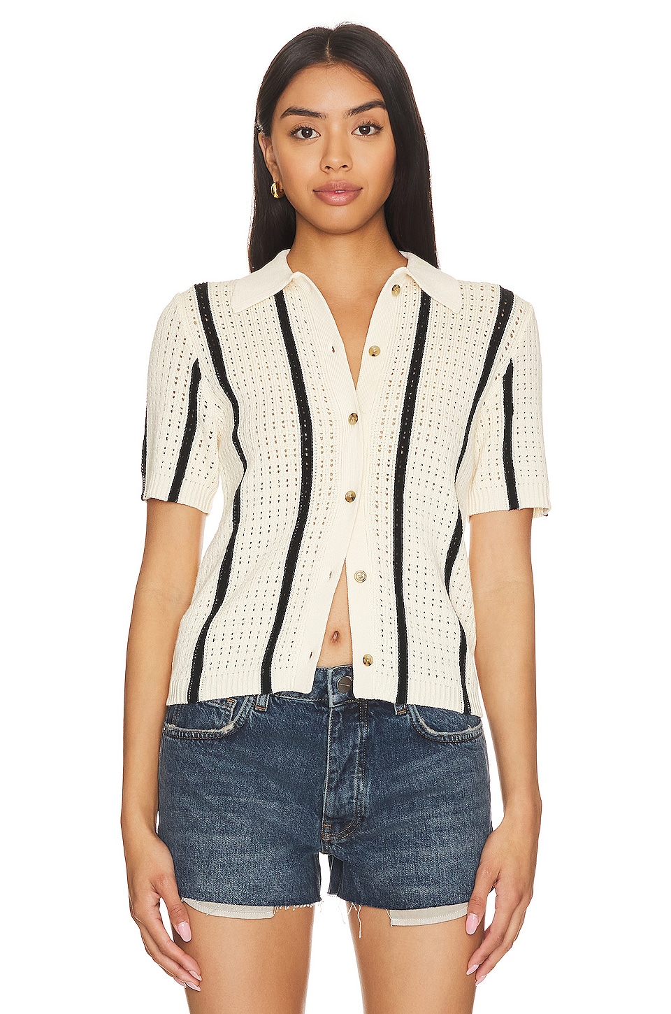 ANINE BING Alexis Sweater in Ivory & Black Stripe | REVOLVE