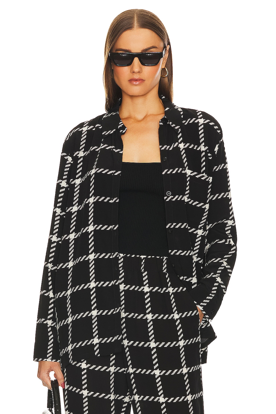 ANINE BING Mountain Shirt in Black White Plaid REVOLVE