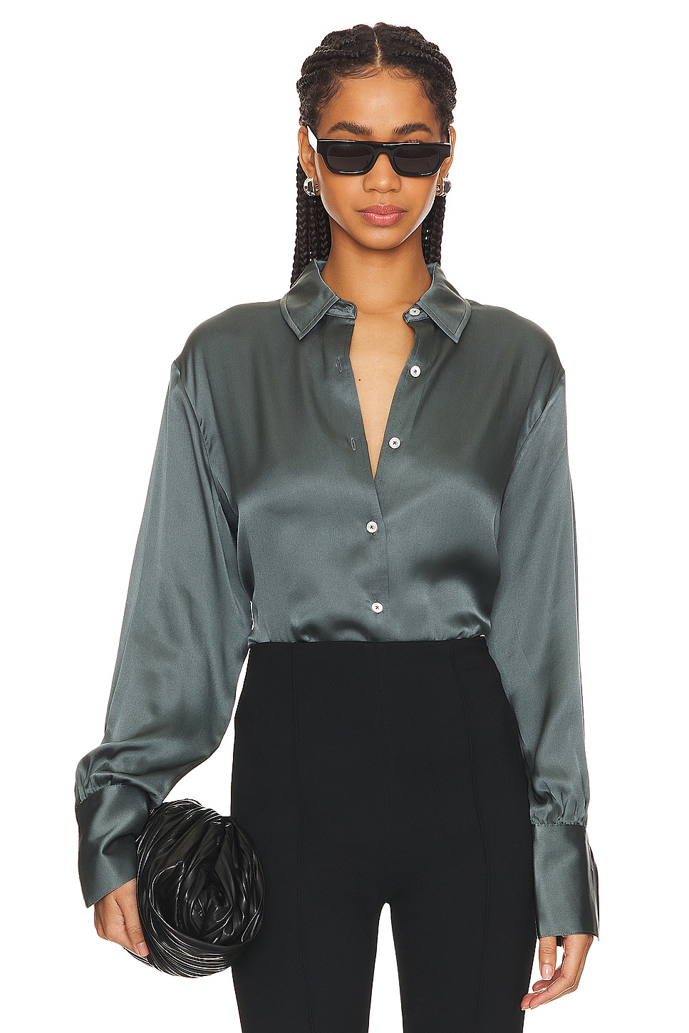 ANINE BING Monica Shirt in Dark Sage REVOLVE