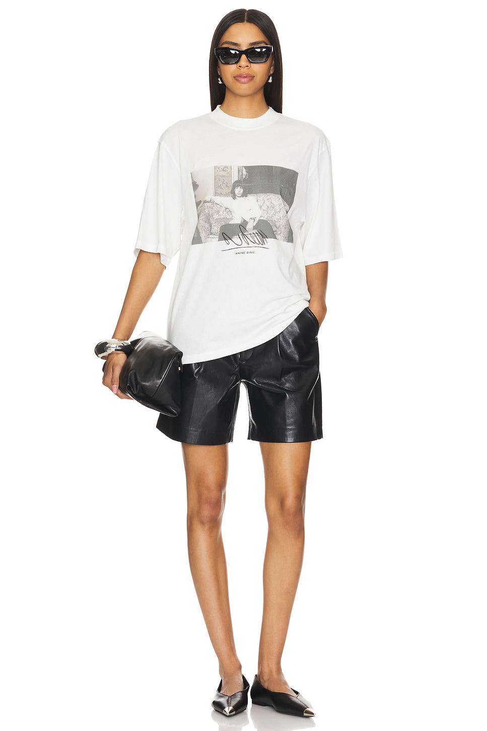 ANINE BING ホワイト グラフィックミックジャガーTシャツ S ホワイト グラフィックミックジャガーTシャツ ANINE S BING