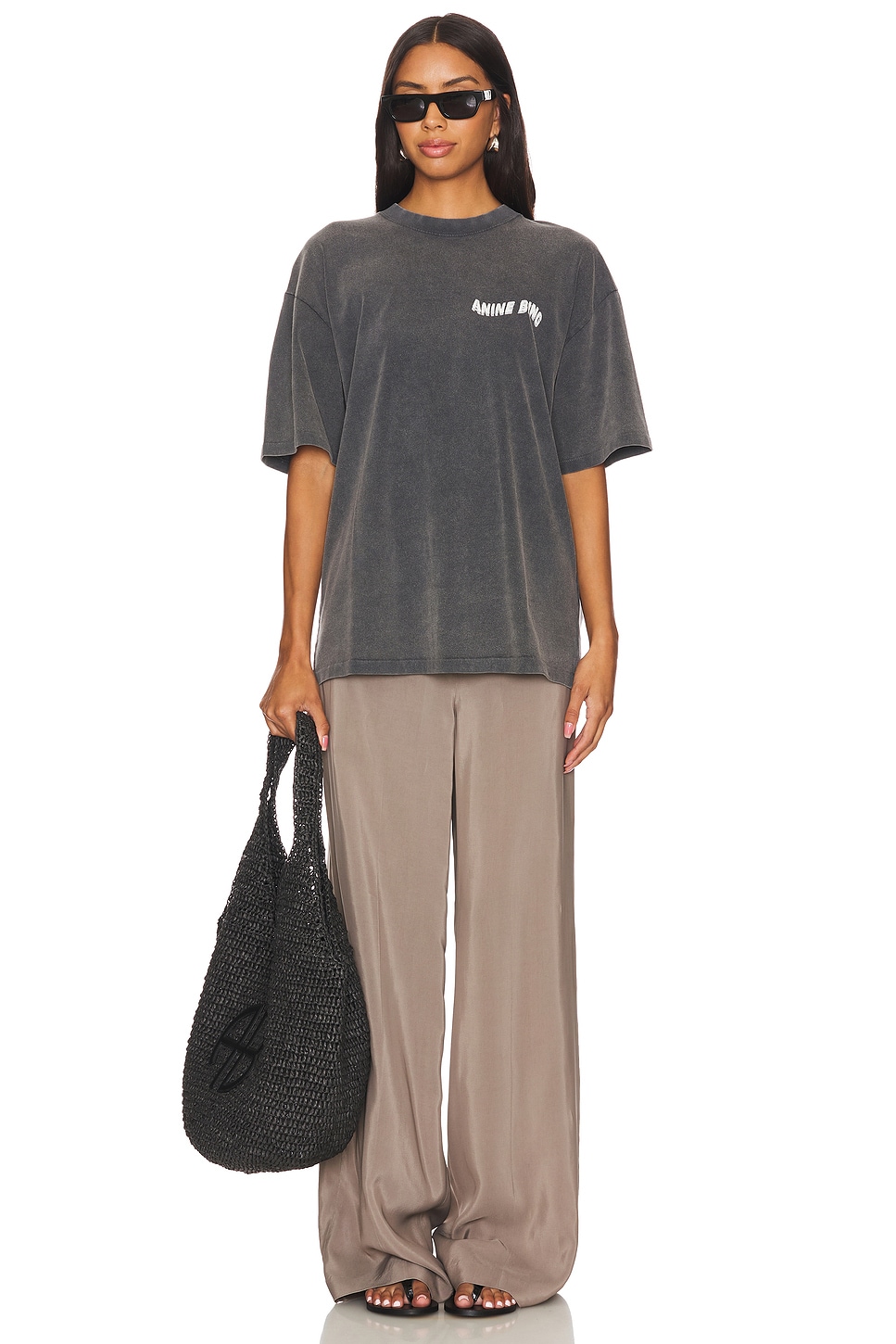 ANINE BING Kent Love Tee in Washed Black | REVOLVE