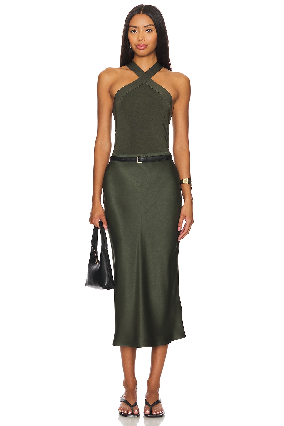 anine bing green dress ANINE BING Noemi Dress