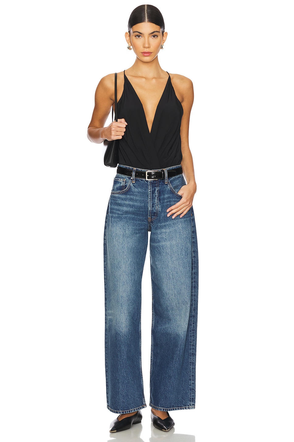 ANINE BING Shiloh Bodysuit in Black | REVOLVE