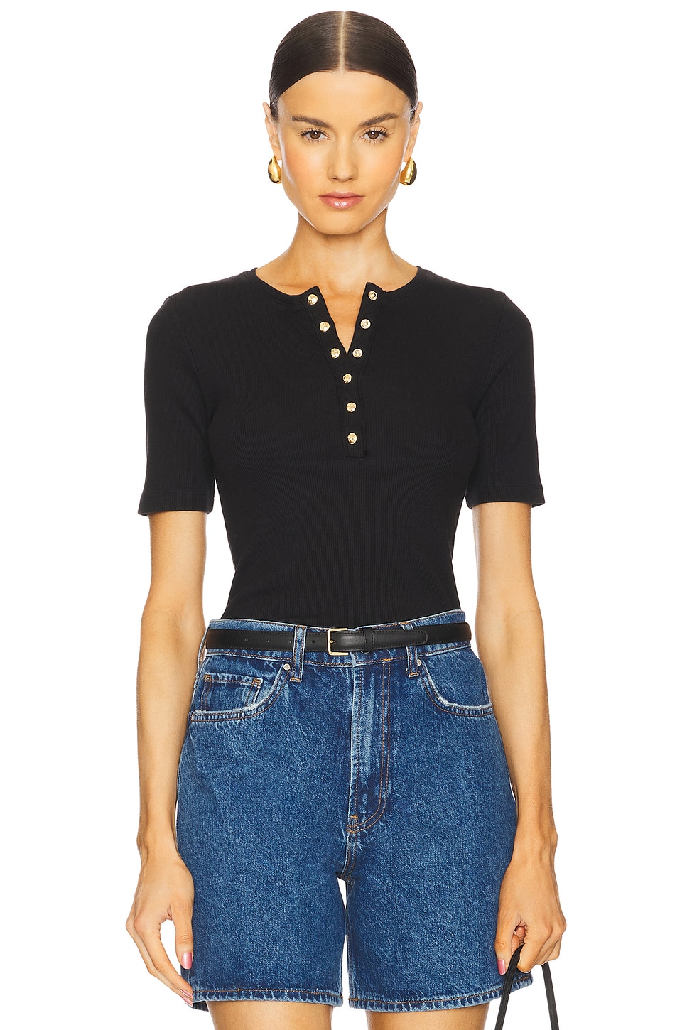 ANINE BING Alessia Tee in Black | REVOLVE