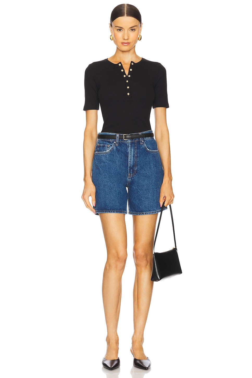 アニンビン ANINE BING ALESSIA TEE 半袖カットソー A-08-10315-BLK26 ブラック サイズ：S ANINE BING Alessia Tee in Black | REVOLVE