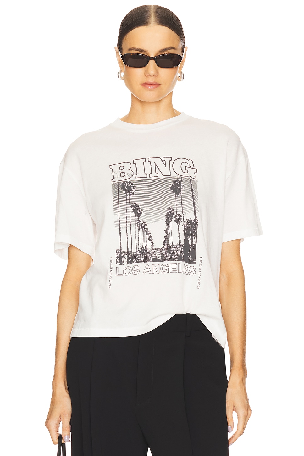 ANINE BING Louis Bing Tour Tee in Ivory | REVOLVE
