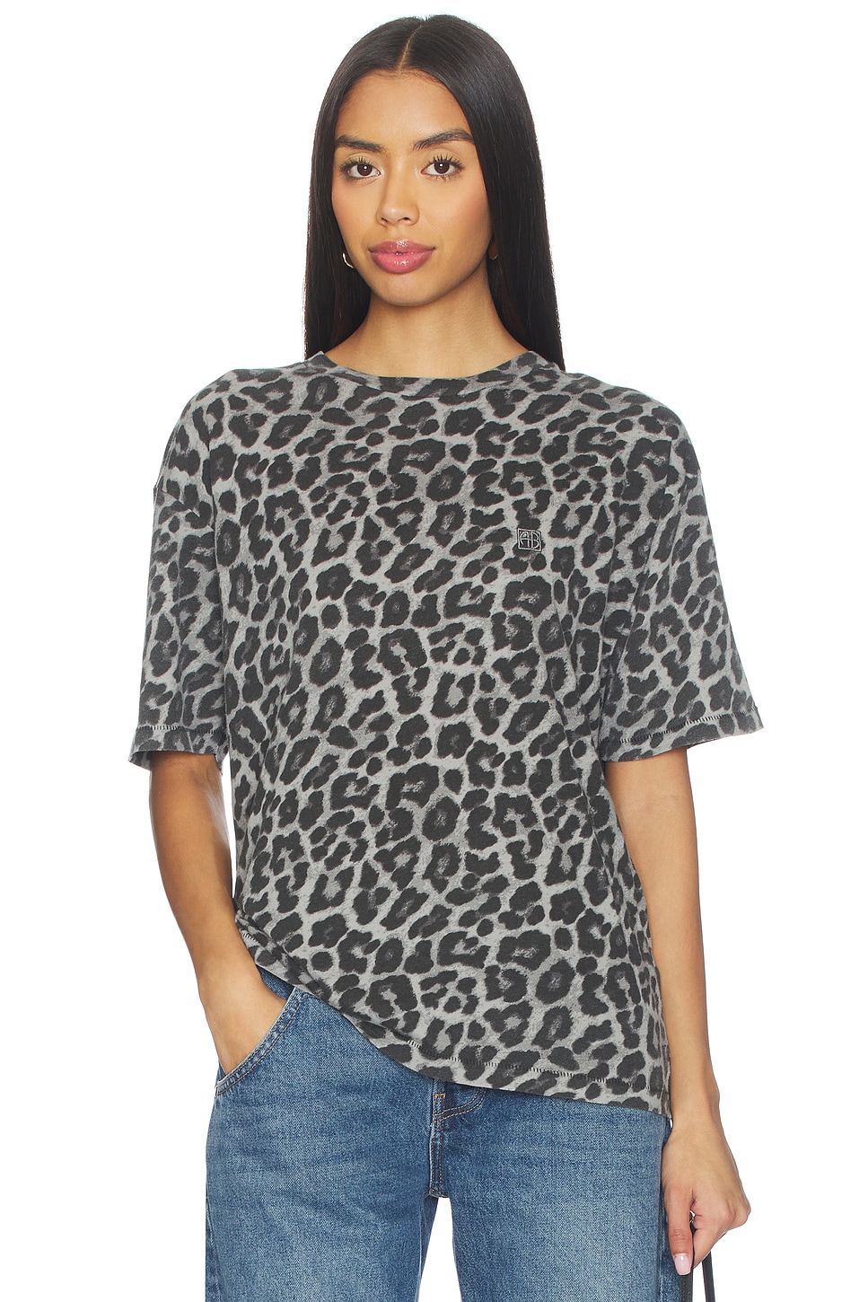 ANINE BING Cohen Tee in Grey Leopard | REVOLVE