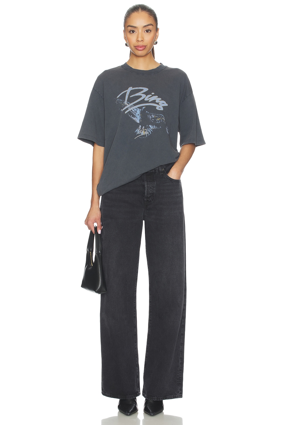 ANINE BING Kent Eagle Tee in Washed Black | REVOLVE