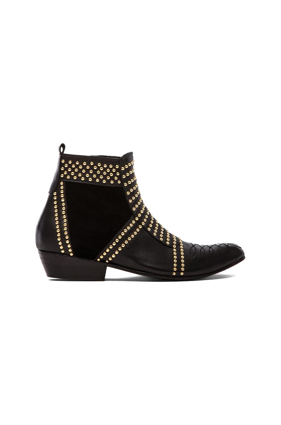 ANINE BING Boots with Studs in Black & Gold | REVOLVE