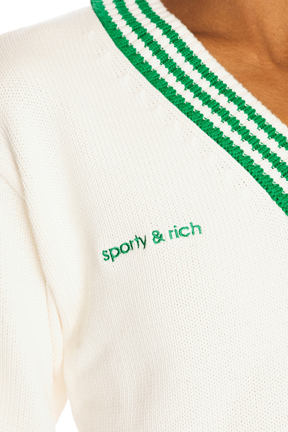 adidas Originals x Sporty & Rich Sweater in Off White & Green