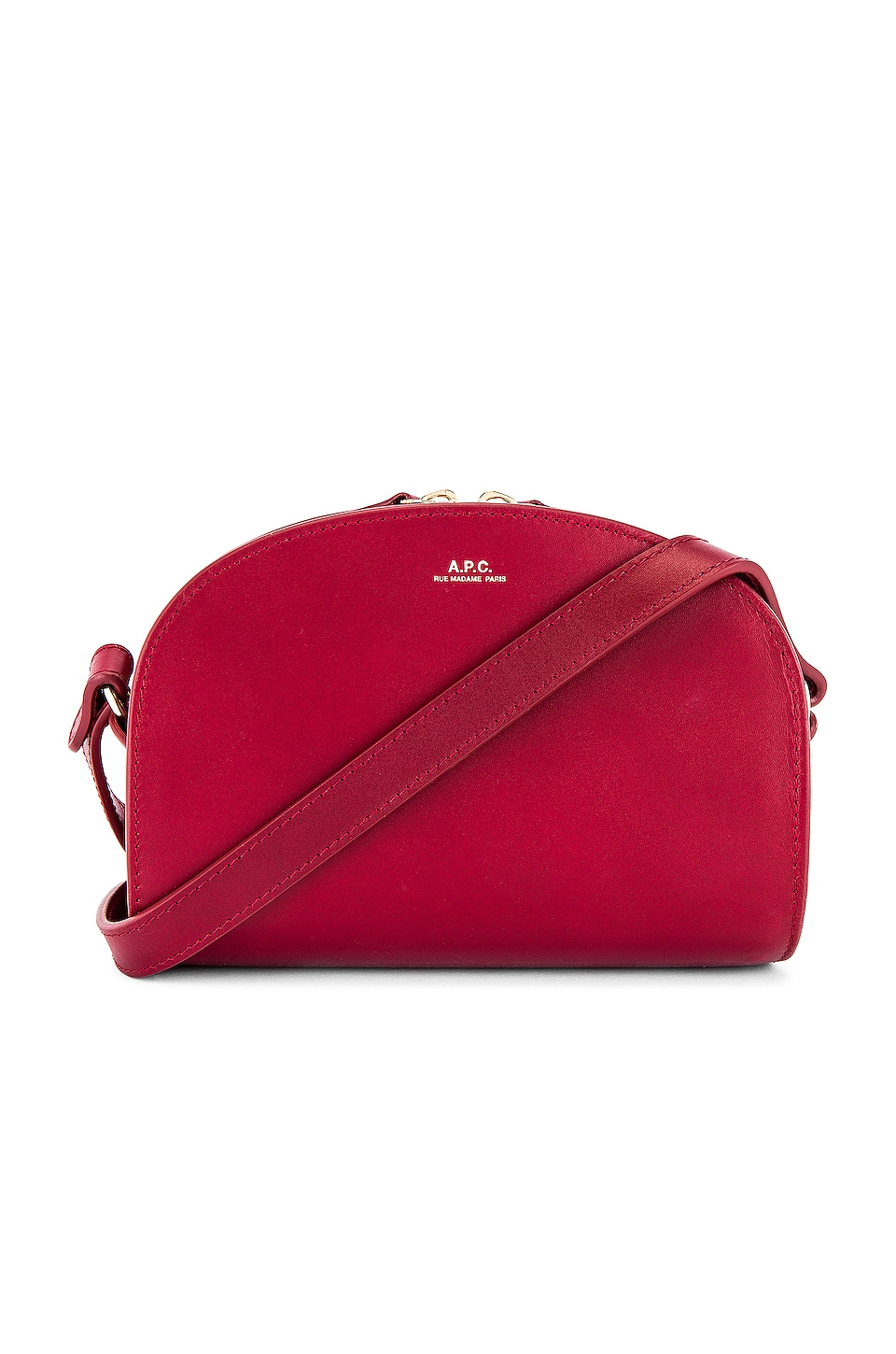 A.P.C. Sac Demi Lune Mini Bag in Rouge Fonce | REVOLVE