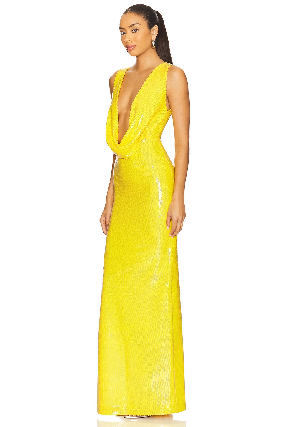 Alex Perry Draped Cowl Column Dress